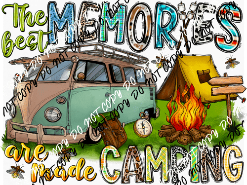 Best Memories are Made Camping Van and Tent DTF Transfer - We Print U Press DTF Transfers