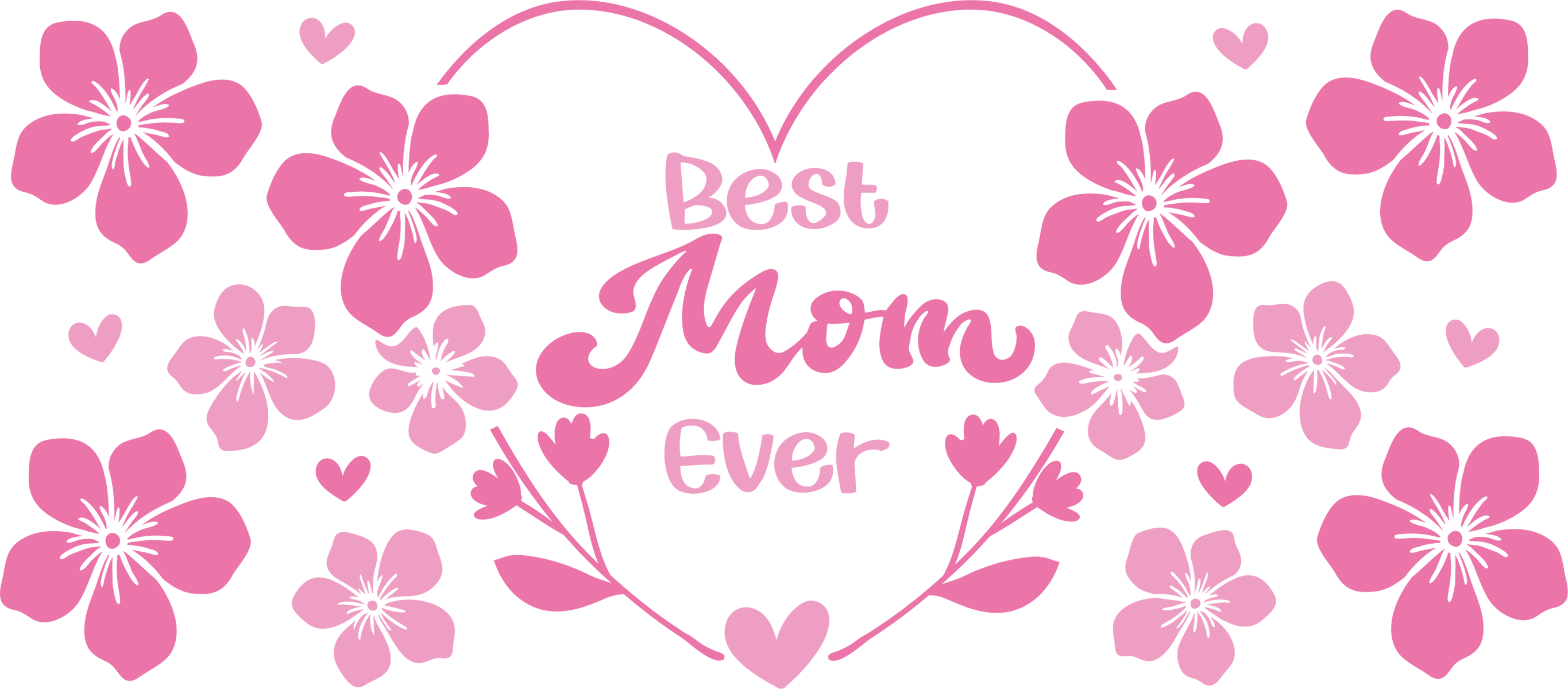 Best Mom Ever Pink Flowers Glass 16Oz Can Uv Transfer