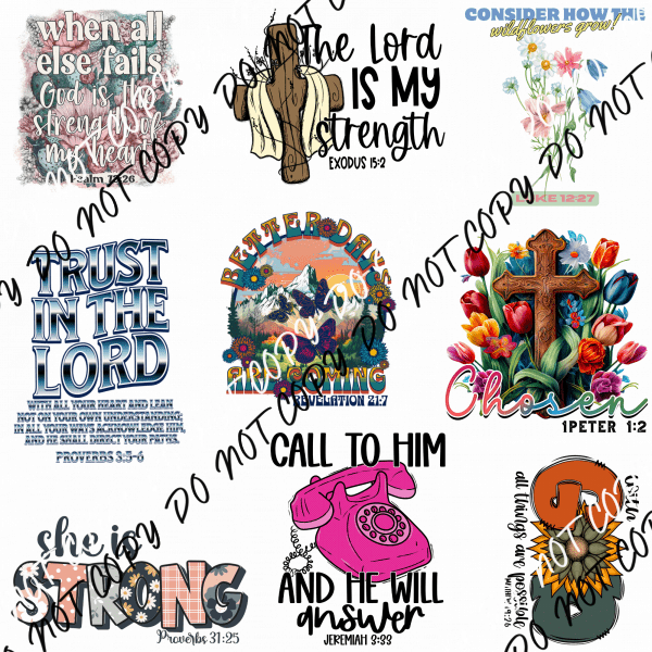 BIBLE VERSES UV TRANSFER BUNDLE - We Print U Press DTF Transfers