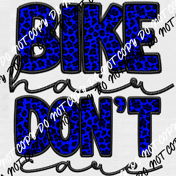 Bike Hair Don't Care Faux Embroidery DTF Transfer (See Color Options) - We Print U Press DTF Transfers