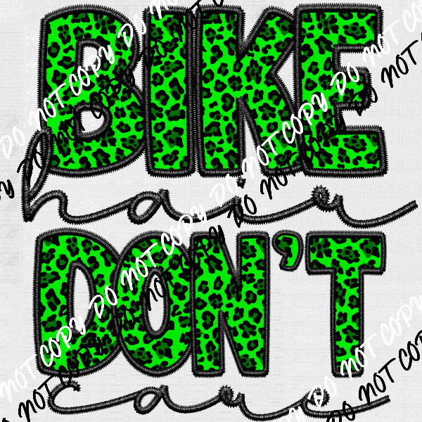 Bike Hair Don't Care Faux Embroidery DTF Transfer (See Color Options) - We Print U Press DTF Transfers
