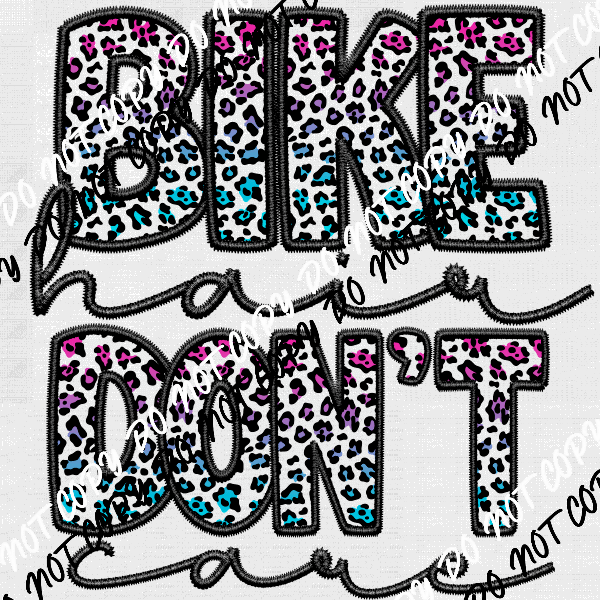 Bike Hair Don't Care Faux Embroidery DTF Transfer (See Color Options) - We Print U Press DTF Transfers