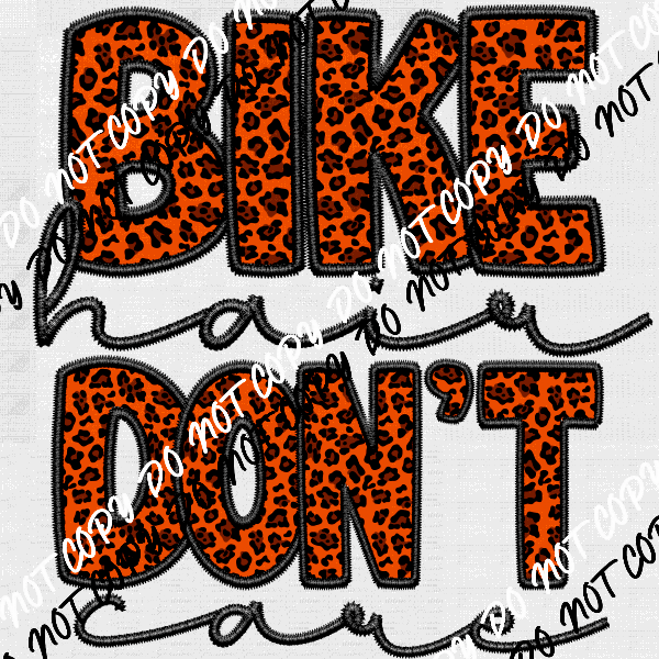 Bike Hair Don't Care Faux Embroidery DTF Transfer (See Color Options) - We Print U Press DTF Transfers