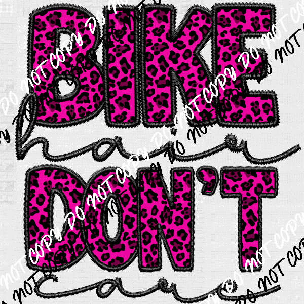 Bike Hair Don't Care Faux Embroidery DTF Transfer (See Color Options) - We Print U Press DTF Transfers