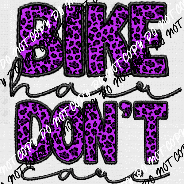 Bike Hair Don't Care Faux Embroidery DTF Transfer (See Color Options) - We Print U Press DTF Transfers