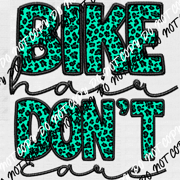 Bike Hair Don't Care Faux Embroidery DTF Transfer (See Color Options) - We Print U Press DTF Transfers