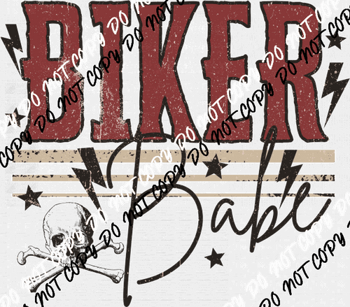 Biker Babe Skull Distressed DTF Transfer - We Print U Press DTF Transfers