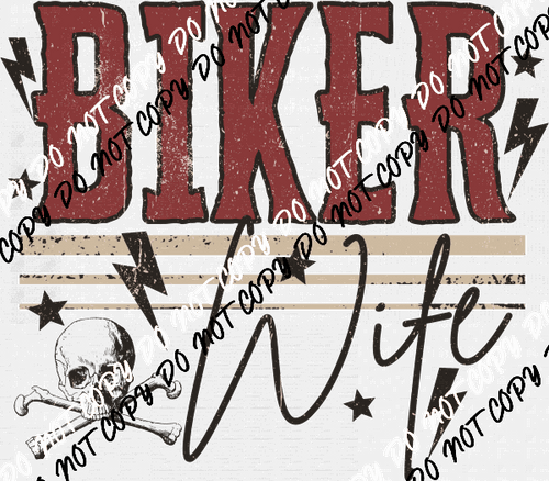 Biker Wife Skull DTF Transfer - We Print U Press DTF Transfers