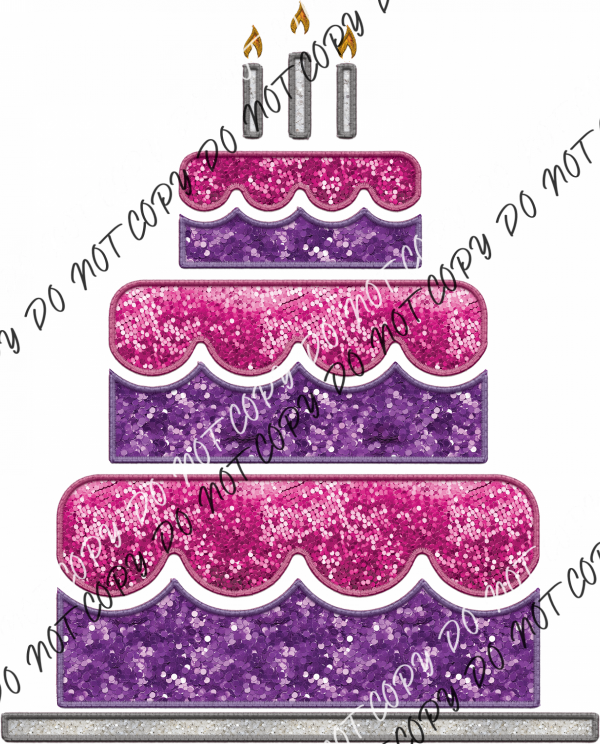 Birthday Cake Faux Sequin Dtf Transfer Transfers