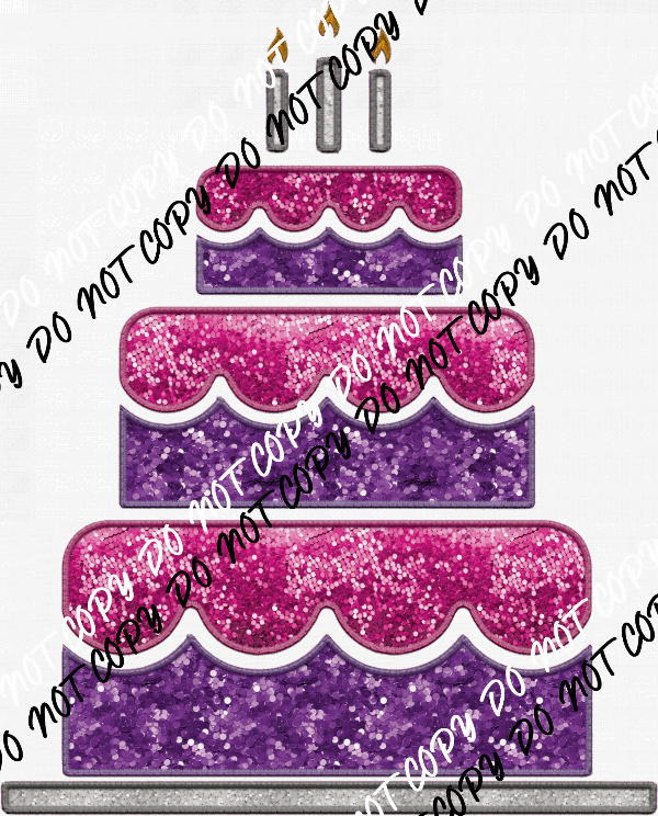 Birthday Cake faux sequin DTF Transfer - We Print U Press DTF Transfers