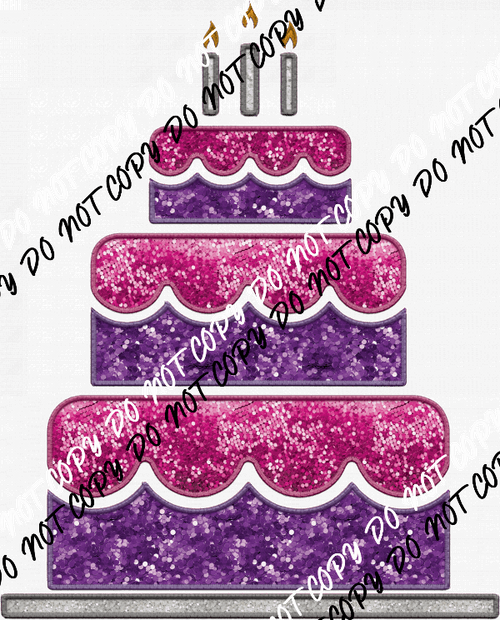 Birthday Cake faux sequin DTF Transfer - We Print U Press DTF Transfers