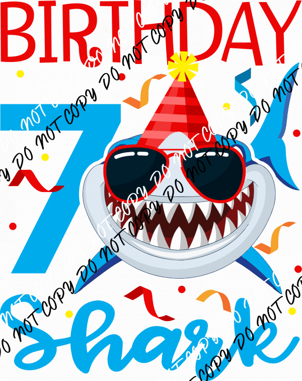 Birthday Shark DTF Transfer (See Age Options) - We Print U Press DTF Transfers