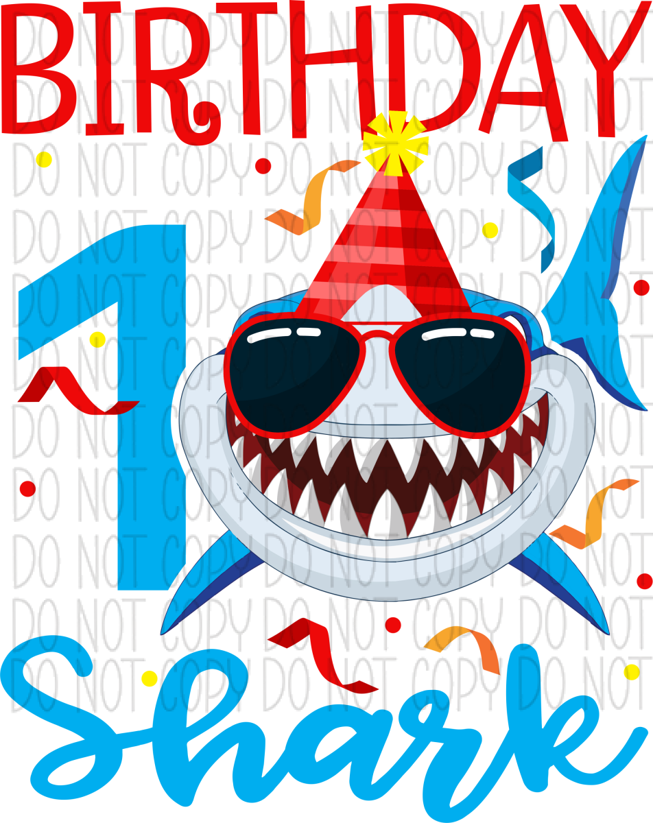 Birthday Shark Dtf Transfer (See Age Options) Infant 5” / 1 Year Rtp Transfers
