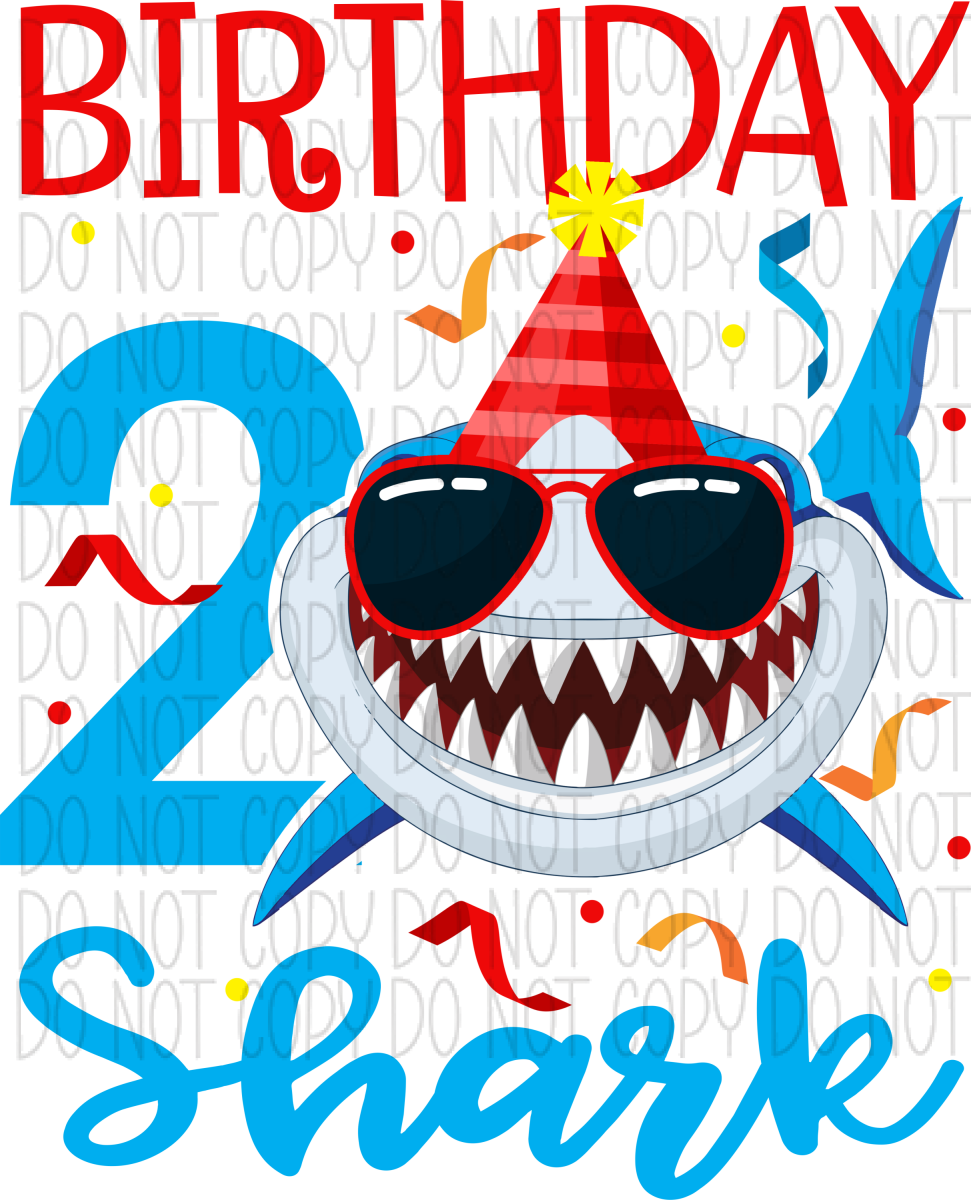 Birthday Shark Dtf Transfer (See Age Options) Infant 5” / 2 Year Rtp Transfers