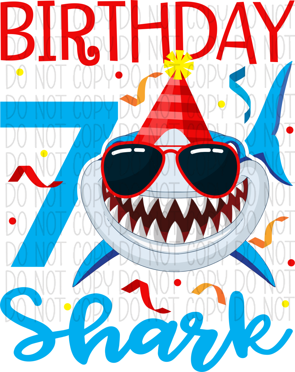 Birthday Shark Dtf Transfer (See Age Options) Infant 5” / 7 Year Rtp Transfers