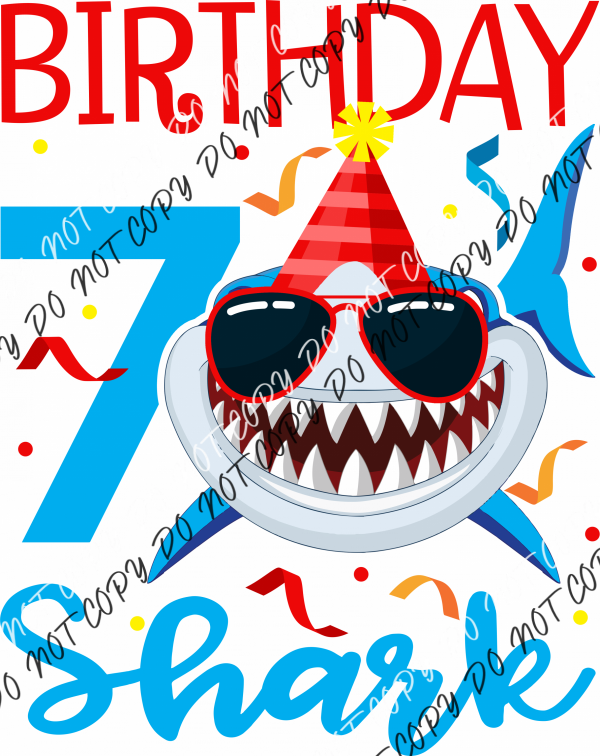 Birthday Shark Dtf Transfer (See Age Options) Infant 5” / 7 Year Rtp Transfers