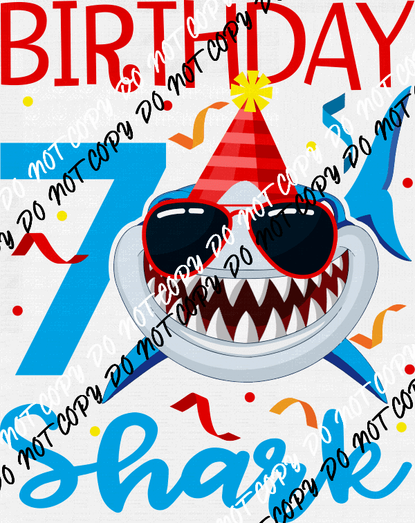 Birthday Shark DTF Transfer (See Age Options) - We Print U Press DTF Transfers