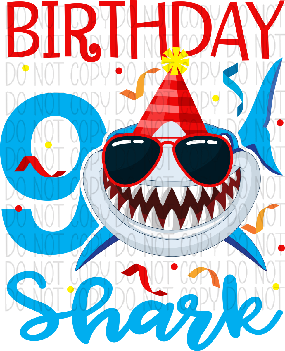 Birthday Shark Dtf Transfer (See Age Options) Infant 5” / 9 Year Rtp Transfers