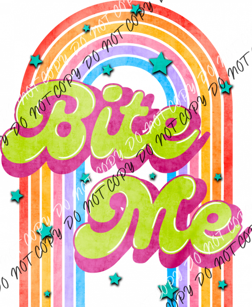 Bite Me Retro Rainbow Dtf Transfer