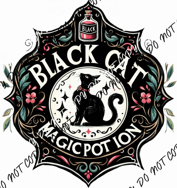 Black Cat Magic Potion DTF Transfer - We Print U Press DTF Transfers