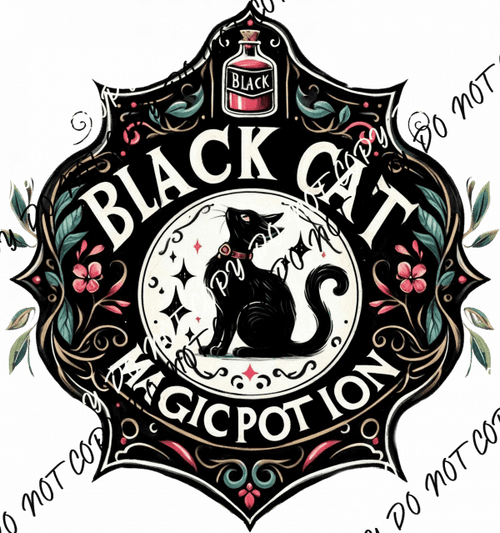 Black Cat Magic Potion DTF Transfer - We Print U Press DTF Transfers