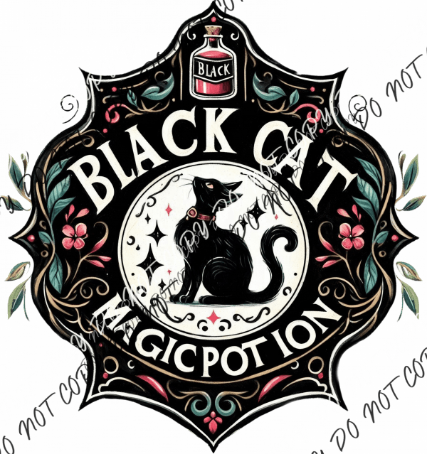Black Cat Magic Potion DTF Transfer - We Print U Press DTF Transfers