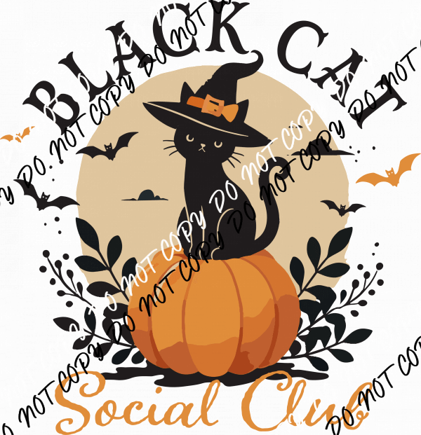 Black Cat Social Club DTF Transfer - We Print U Press DTF Transfers