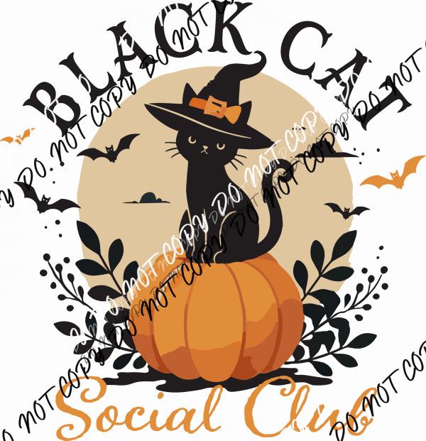 Black Cat Social Club DTF Transfer - We Print U Press DTF Transfers