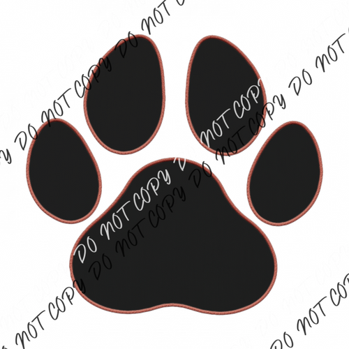 Black Paw Print With Orange Border Faux Embroidery Dtf Transfer Rtp Transfers