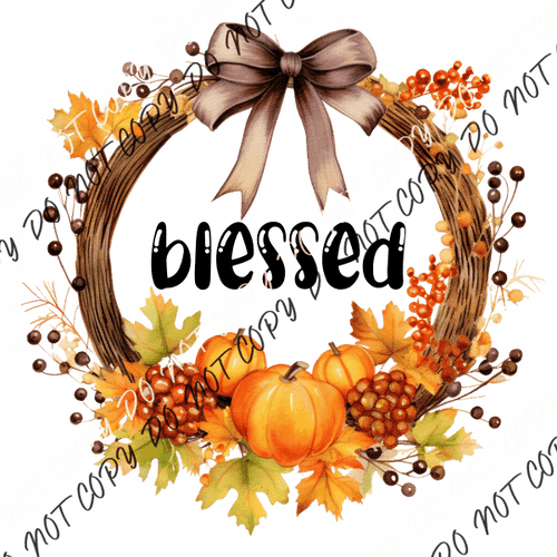 Blessed Fall Grapevine Wreath Dtf Transfer Transfers