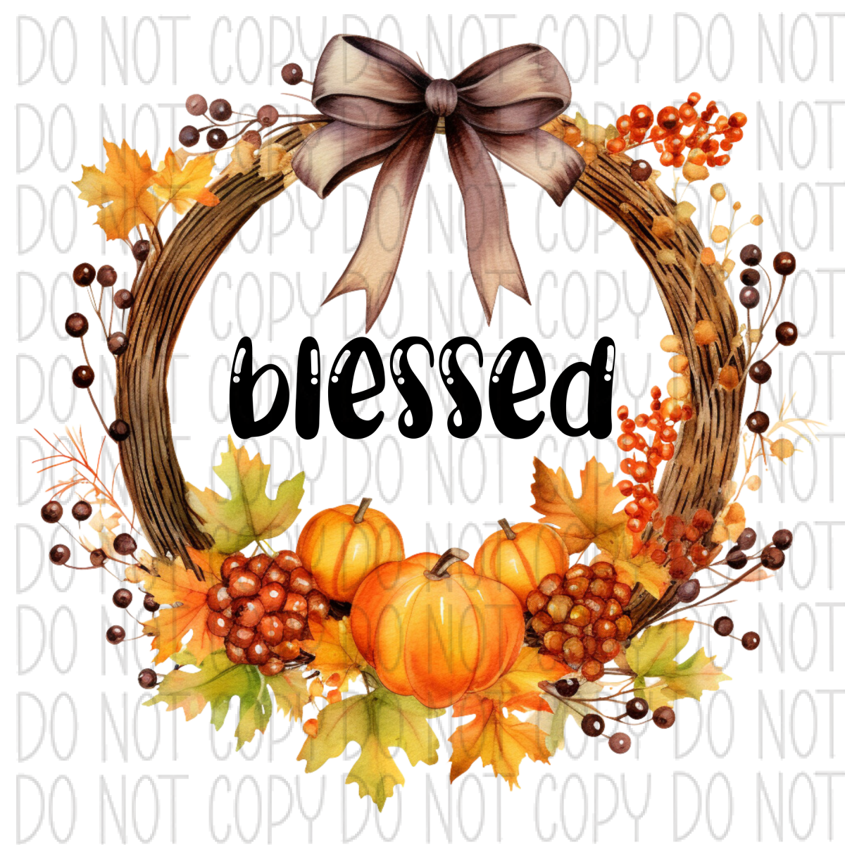 Blessed Fall Grapevine Wreath Dtf Transfer Transfers