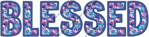 Blessed Pink And Blue Text Faux Embroidery Dtf Transfer Rtp Transfers