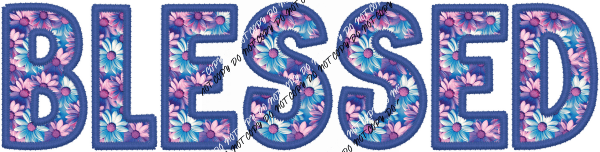 Blessed Pink and Blue text faux embroidery DTF Transfer - We Print U Press DTF Transfers