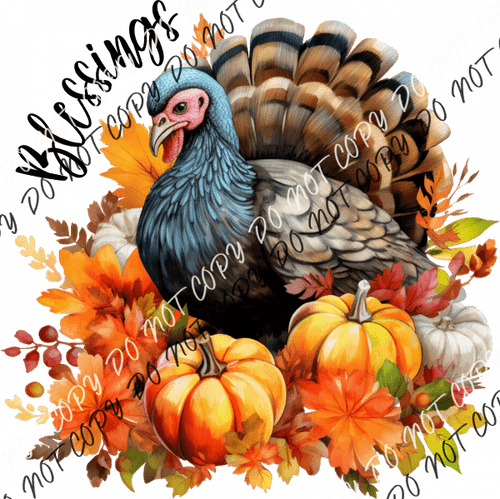 Blessings Turkey With Pumpkins Dtf Transfer Transfers