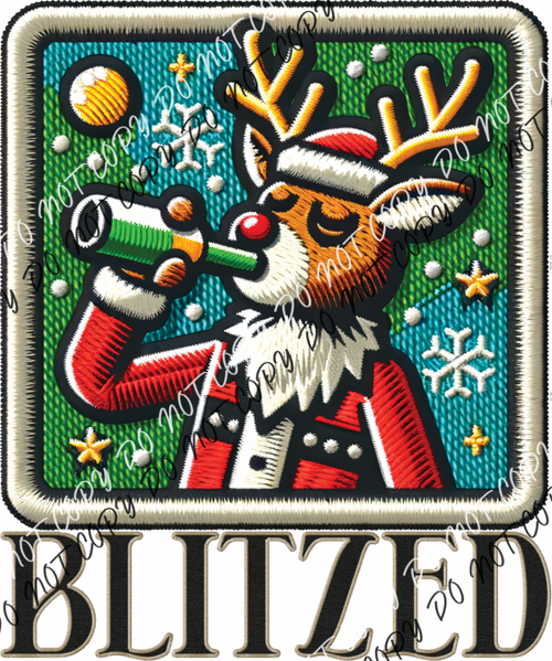 Blitzed Reindeer Faux Patch Dtf Transfer Rtp Transfers