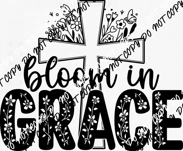 Bloom in Grace Floral Cross Floral DTF Transfer - We Print U Press DTF Transfers