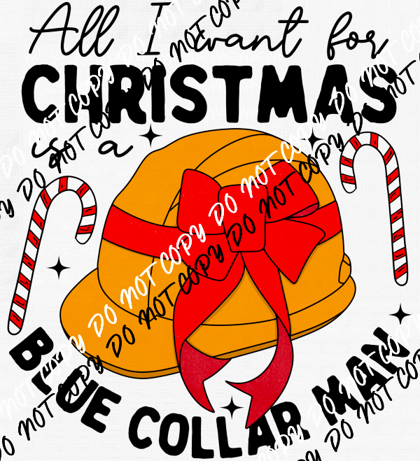 Blue Collar Christmas DTF Transfer - We Print U Press DTF Transfers
