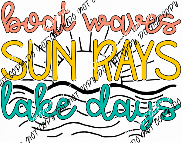 Boat Waves Sun Rays Lake Days DTF Transfer - We Print U Press DTF Transfers