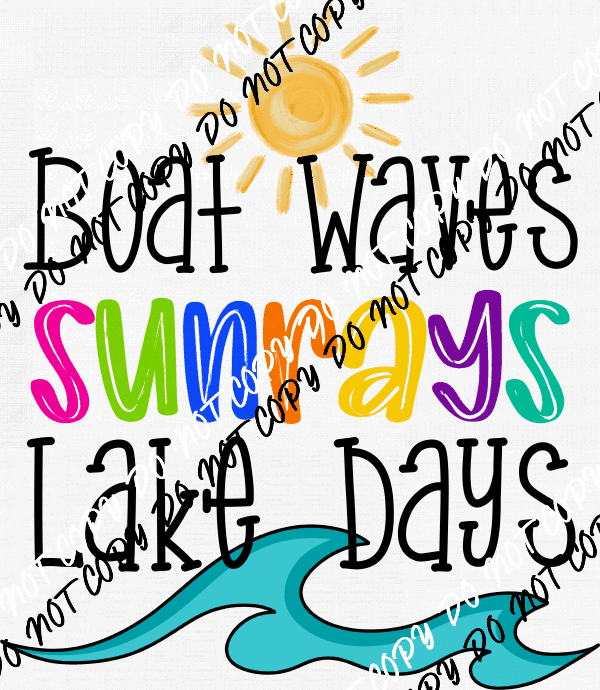 Boat Waves Sunrays Lake Days DTF Transfer - We Print U Press DTF Transfers