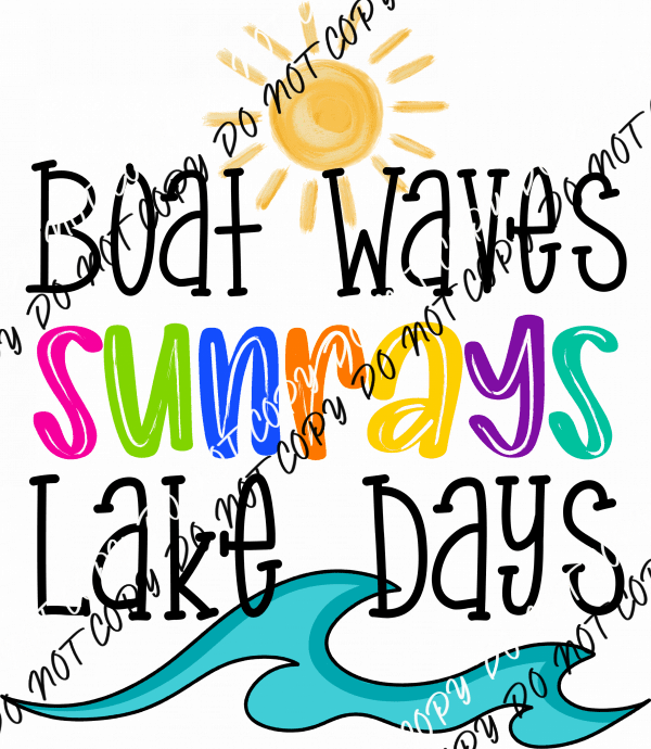 Boat Waves Sunrays Lake Days DTF Transfer - We Print U Press DTF Transfers