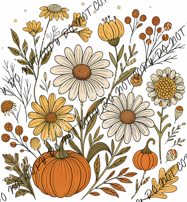 Boho Floral Pumpkin DTF Transfer RTP DTF Transfers