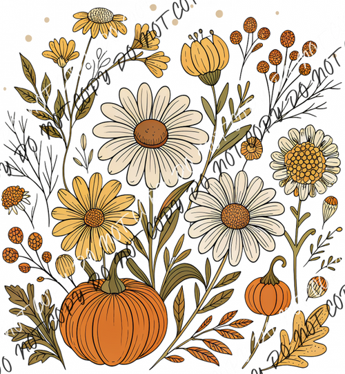 Boho Floral Pumpkin DTF Transfer RTP DTF Transfers