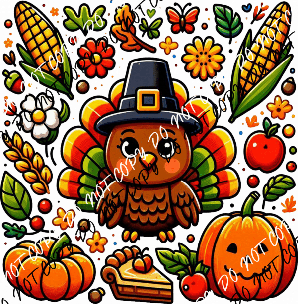 Boho Floral Turkey DTF Transfer - We Print U Press DTF Transfers