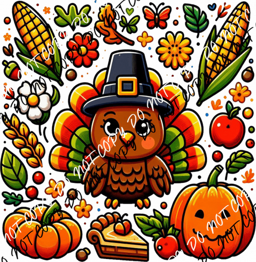 Boho Floral Turkey DTF Transfer - We Print U Press DTF Transfers