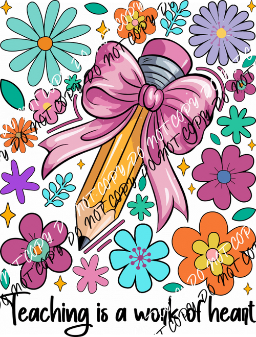 Boho Teaching Is a Work of Heart DTF Transfer - We Print U Press DTF Transfers