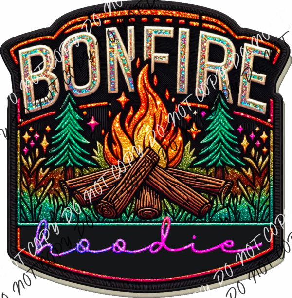 Bonfire Hoodie Faux Patch Dtf Transfer Rtp Transfers