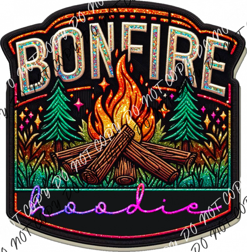 Bonfire Hoodie Faux Patch Dtf Transfer Rtp Transfers