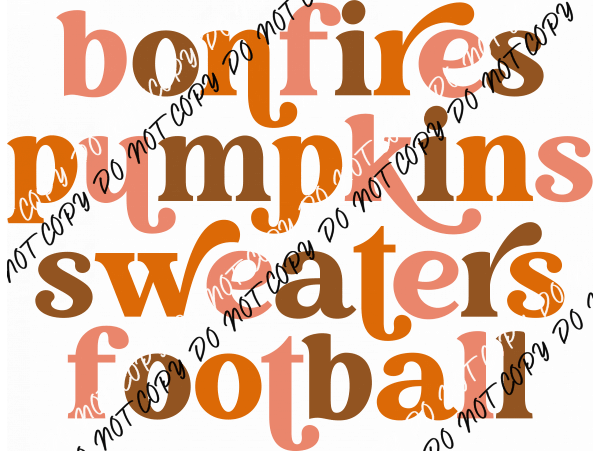 Bonfires Pumpkins Sweaters Football DTF Transfer - We Print U Press DTF Transfers