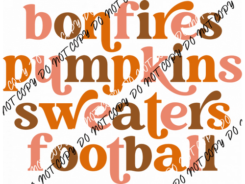 Bonfires Pumpkins Sweaters Football DTF Transfer - We Print U Press DTF Transfers