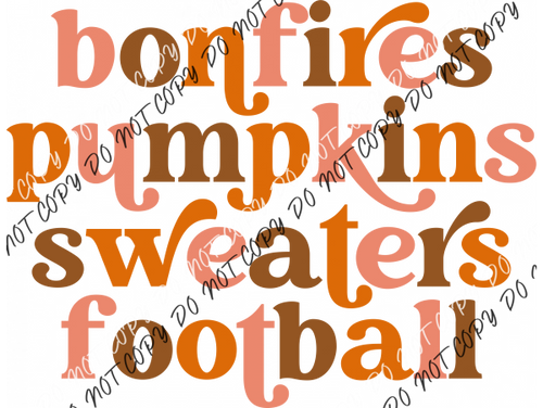 Bonfires Pumpkins Sweaters Football Dtf Transfer